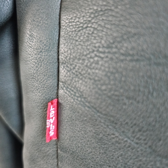 LEVI'S Green Faux-Leather Moto Jacket, S - Picture 3 of 8